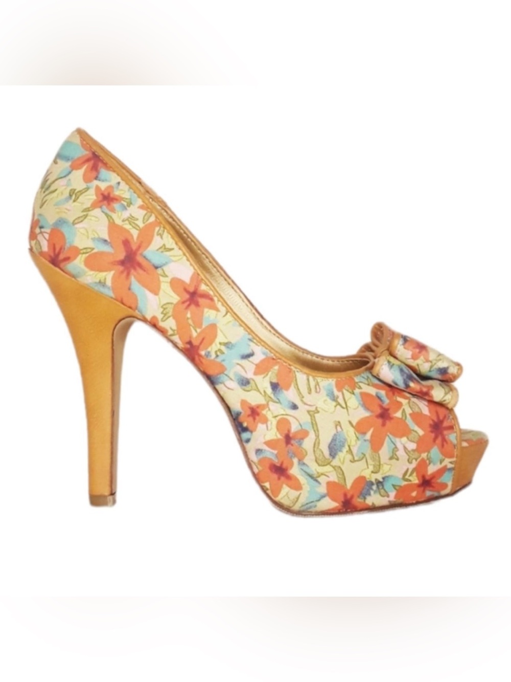 Madden Girl Floral Peep-Toe High Heel Pumps Sz 7.5